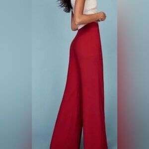 NWOT - Reformation Wide Leg Crepe Pants in Red - Size 4